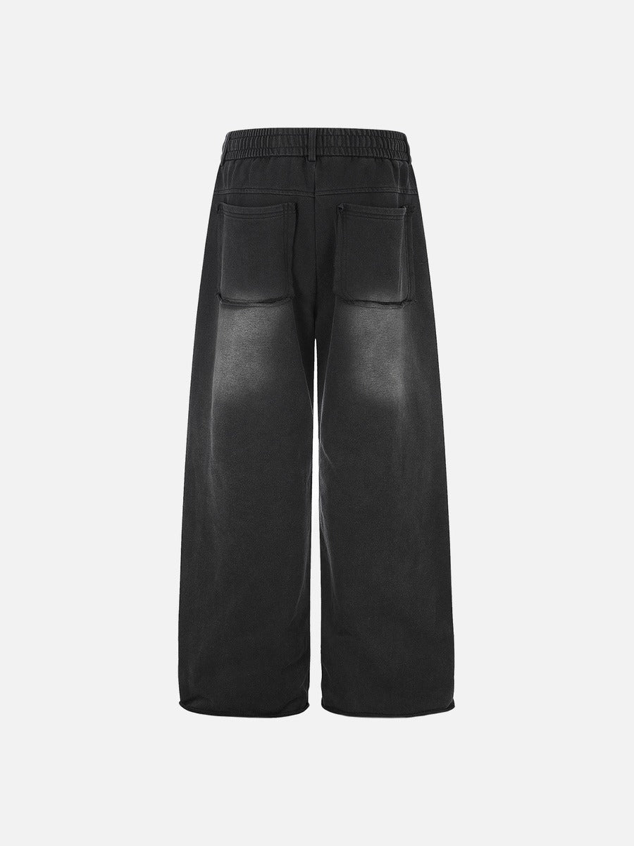 DAXUEN washed black wide-leg grommet trousers