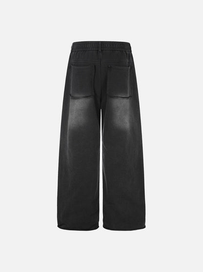 DAXUEN washed black wide-leg grommet trousers