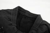 DAXUEN washed black wide-leg grommet trousers