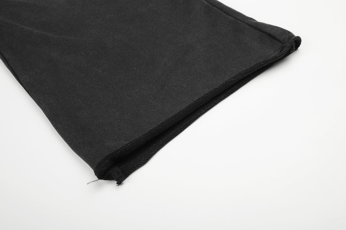 DAXUEN washed black wide-leg grommet trousers