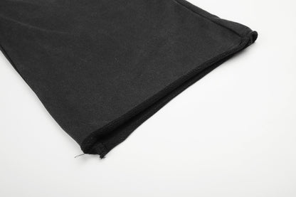 DAXUEN washed black wide-leg grommet trousers