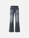 DAXUEN Flared blue denim jeans with distressed finish
