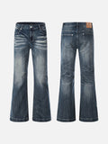 DAXUEN Flared blue denim jeans with distressed finish