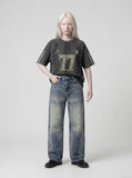 DAXUEN washed blue wide-leg denim jeans — model photo