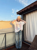 DAXUEN washed blue wide-leg denim jeans — model photo