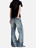DAXUEN washed blue wide-leg denim jeans