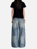 DAXUEN washed blue wide-leg denim jeans