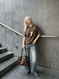 DAXUEN washed blue wide-leg denim jeans — model photo