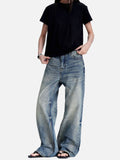 DAXUEN washed blue wide-leg denim jeans