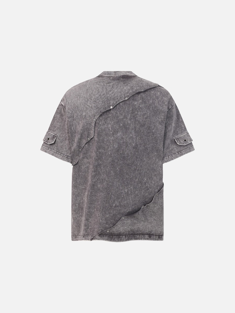 DAXUEN Oversized distressed short-sleeved t-shirt with paneling