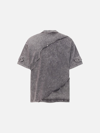 DAXUEN Oversized distressed short-sleeved t-shirt with paneling