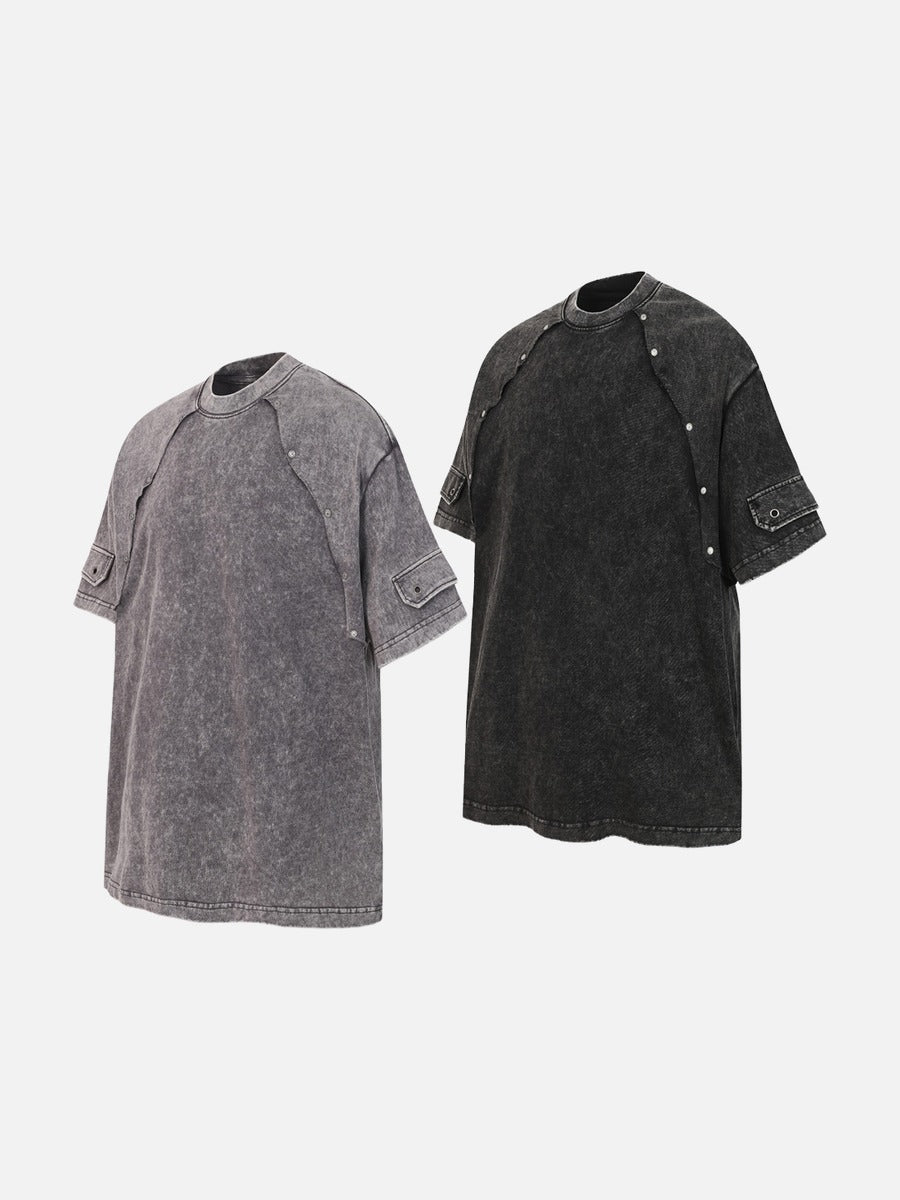 DAXUEN Oversized distressed short-sleeved t-shirt with paneling