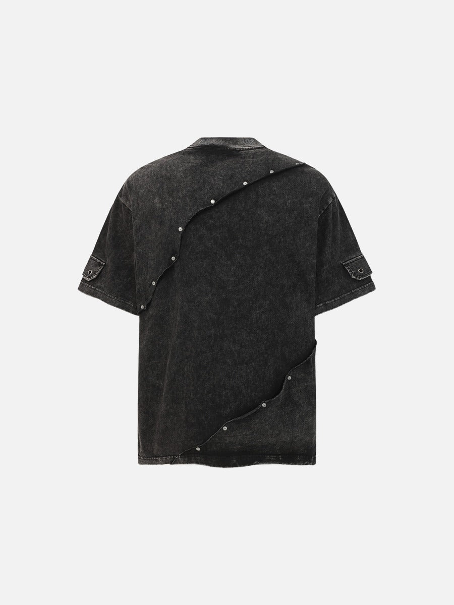 DAXUEN Oversized distressed short-sleeved t-shirt with paneling