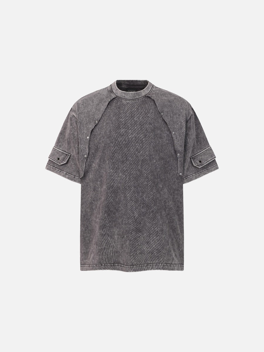 DAXUEN Oversized distressed short-sleeved t-shirt with paneling