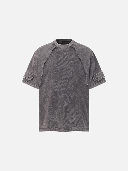 DAXUEN Oversized distressed short-sleeved t-shirt with paneling
