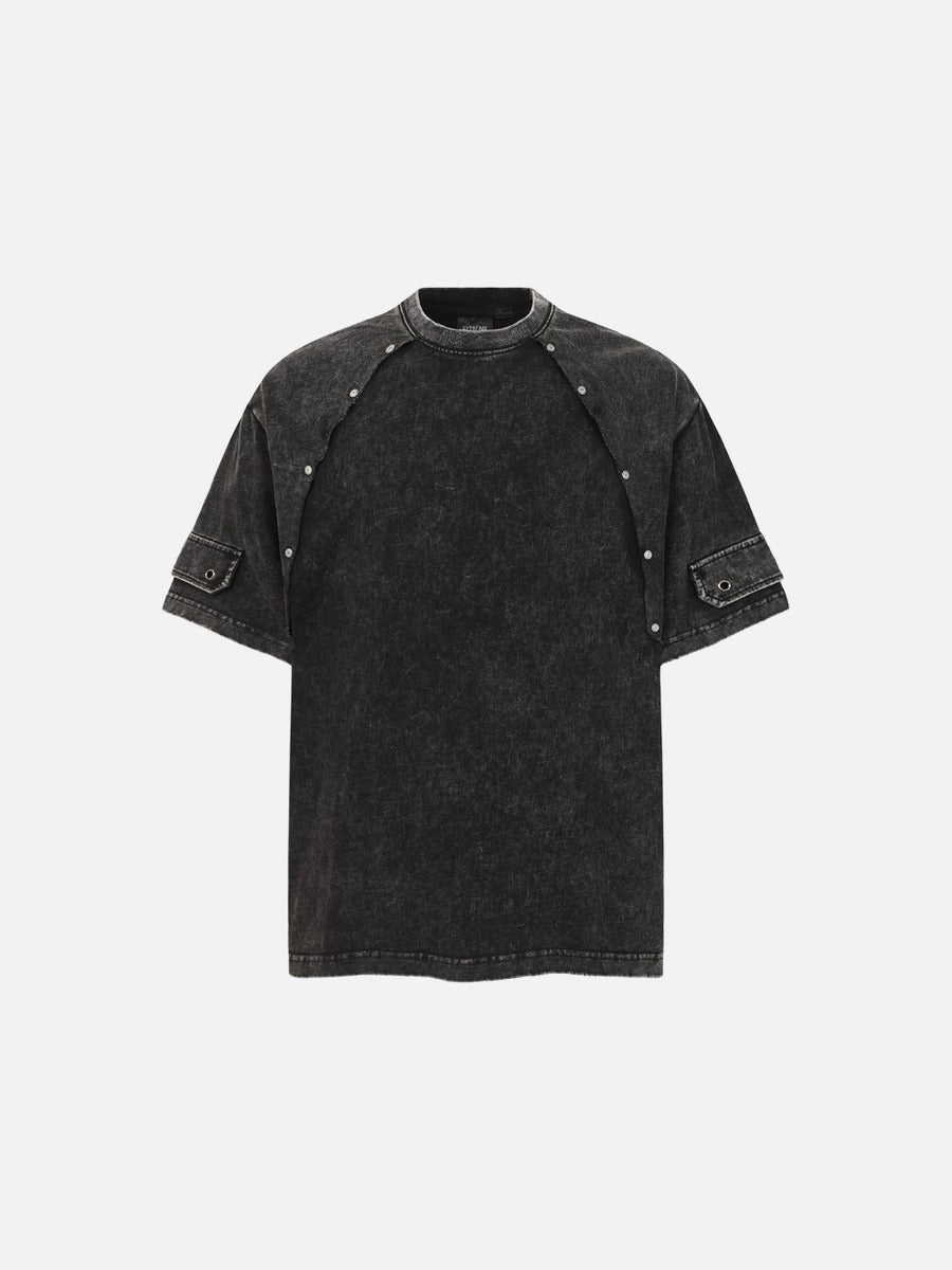 DAXUEN Oversized distressed short-sleeved t-shirt with paneling