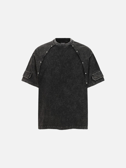 DAXUEN Oversized distressed short-sleeved t-shirt with paneling