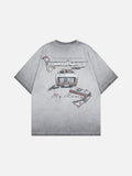 DAXUEN Washed oversized graphic t-shirt with dollar bills and 'misery' print