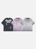 DAXUEN Washed oversized graphic t-shirt with dollar bills and 'misery' print
