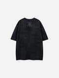 Washed graphic t-shirt with stars and emblem design
