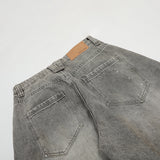 DAXUEN washed gray paint-splatter balloon jeans