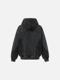 Washed Grey Color-Blocked Oversized Hoodie
