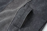 Washed Grey Color-Blocked Oversized Hoodie