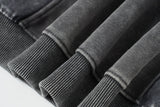 Washed Grey Color-Blocked Oversized Hoodie