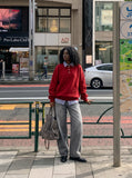 DAXUEN washed grey oversized wide-leg denim jeans — model photo