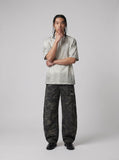 DAXUEN grey panelled relaxed-fit t-shirt — model photo
