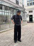DAXUEN grey panelled relaxed-fit t-shirt — model photo