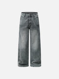 Washed Grey Wide-Leg Denim Jeans