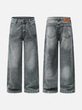 Washed Grey Wide-Leg Denim Jeans