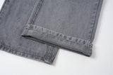 DAXUEN washed grey wide-leg grommet denim jeans