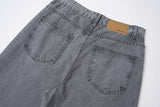 DAXUEN washed grey wide-leg grommet denim jeans
