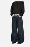 DAXUEN washed olive wide-leg denim trousers