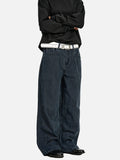 DAXUEN washed olive wide-leg denim trousers