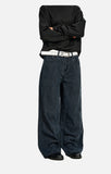 DAXUEN washed olive wide-leg denim trousers