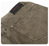 DAXUEN washed olive wide-leg denim trousers