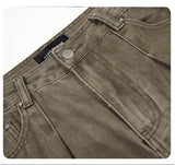 DAXUEN washed olive wide-leg denim trousers