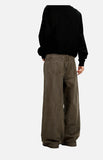 DAXUEN washed olive wide-leg denim trousers