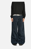 DAXUEN washed olive wide-leg denim trousers