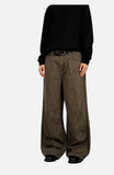 DAXUEN washed olive wide-leg denim trousers