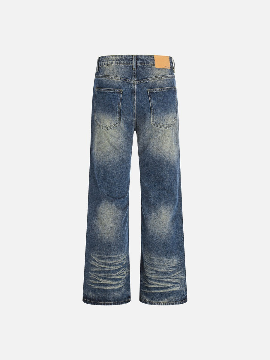 DAXUEN Wide-leg high-waisted jeans in medium blue denim