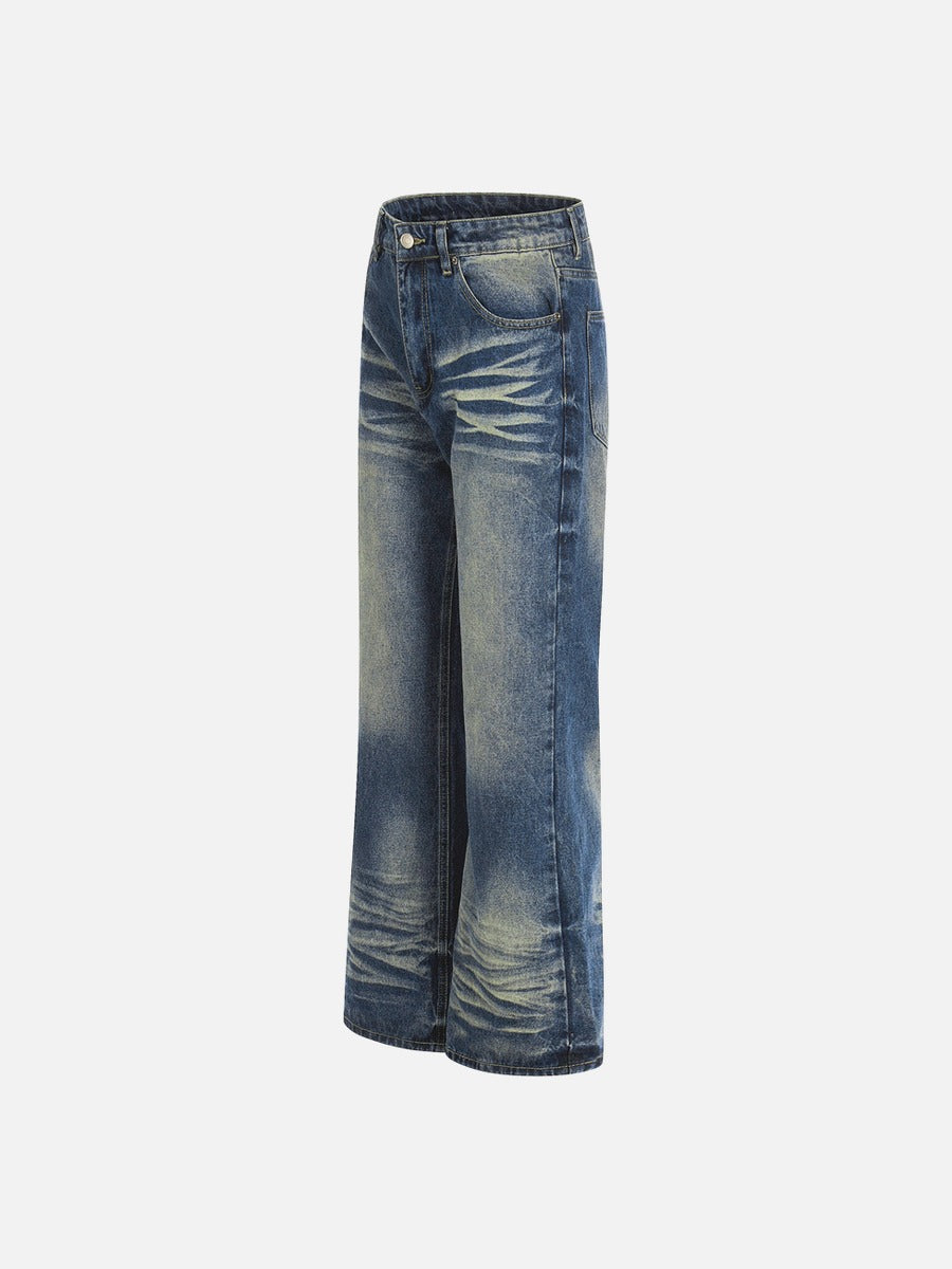 DAXUEN Wide-leg high-waisted jeans in medium blue denim
