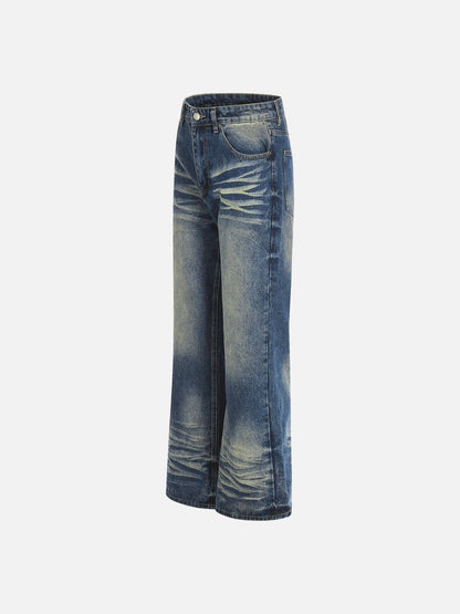 DAXUEN Wide-leg high-waisted jeans in medium blue denim