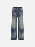 DAXUEN Wide-leg high-waisted jeans in medium blue denim