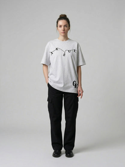 DAXUEN Oversized short-sleeve crew neck T-shirt with graphic — model photo