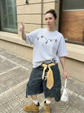 DAXUEN Oversized short-sleeve crew neck T-shirt with graphic — model photo