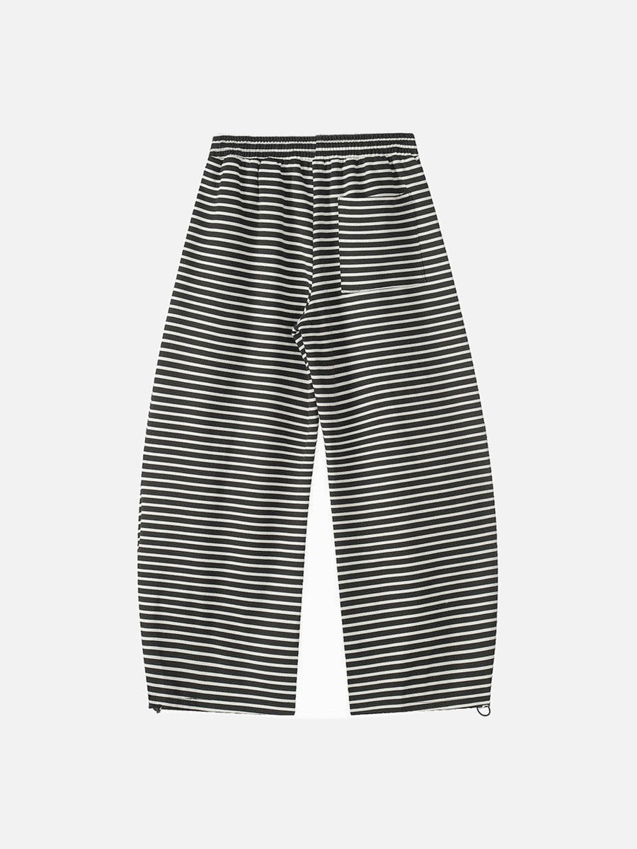 DAXUEN Black and white striped wide-leg track pants